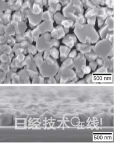 以石墨烯为中间层在硅（100）面上形成的GaN结晶。SEM图像。（照片由Graphenea公司提供